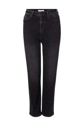 Rich & Royal - Vintage straight black rhinestone denim �kotex 100 denim black - Gr. - 32