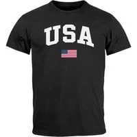 Neverless Print-Shirt Herren T-Shirt USA Schriftzug College Retro US Flagge Amerika Fashion mit Print
