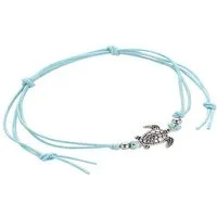 KARMA Fußkette Schildkröte Beige, Schwarz od. Türkis Stoff Fußkettchen (Damenfußkette, Strandschmuck, modern, boho), Fußschmuck Urlaub Strand Accessoires