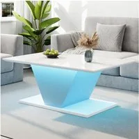 REDOM Couchtisch Hochglanzoberfläche, V-Design (Wohnzimmertisch, Beistelltisch, 1-St., 100*50*46cm), hochglänzende Kaffeetish mit LED-Leuchten