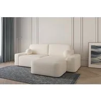 MOEBLO Ecksofa Lisbon aus Bouclé, Ottomane beidseitig montierbar Couch für Wohnzimmer Schlafsofa Sofagarnitur Sofa Eckcouch L-Form, mit Relaxfunktion