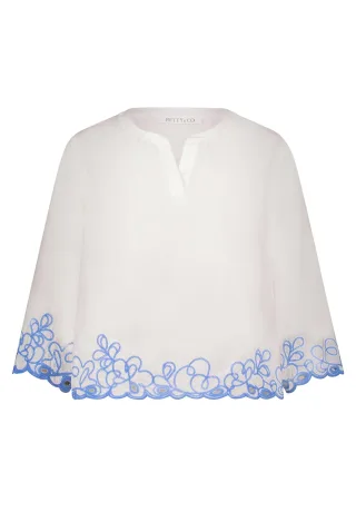 Betty & Co - Schlupfbluse weiß/blau - Gr. - 42