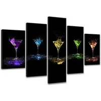 Visario Bild mit Rahmen 2 m x 1 m 5er Set Visario auf Leinwand fertig zum Aufhängen/gerahmt, Cocktails