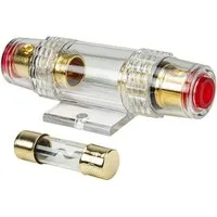 tomzz Audio Kfz-Sicherungshalter AGU Sicherungshalter transparent Kabel bis 25qmm, vergoldet, 60A Siche