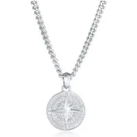Kuzzoi Kette mit Anhänger Herren Panzerkette Kompass Maritim 925er Silber, Kompass