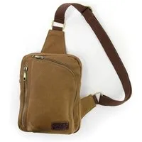 DrachenLeder Umhängetasche Manoro Herren Umhängetasche Crossover (Umhängetasche), Umhängetasche Canvas, khaki, braun ca. 19cm x ca. 25cm