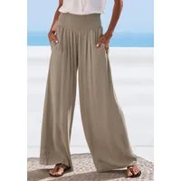 French Connection Leinenhose mit gerafftem Bund, weite Palazzohose für den Sommer