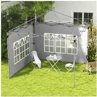Outsunny Pavillonseitenteil mit Fenster, 295x195 cm, für Faltpavillon in 300x300 cm oder 300x400 cm) Seitenwand, [2-St. Seitenteile für Pavillon, für Partyzelt, Hellgrau