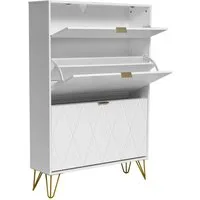 UEV Schuhschrank mit 2 Klappen Schuhregal Schukipper (Schmal Schrank. Schuhkommode im Flur) 80 x 24 x 120 cm für 16 Paar Schuhe,Platzsparend