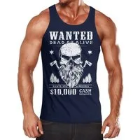 Neverless Tanktop Herren Tank-Top Holzfäller Totenkopf mit Bart mit Print