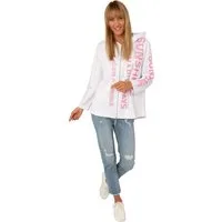Estefania for woman Sweatjacke 190-9101 leichte Long Sweatjacke mit Schriftzug und Strassbesatz