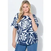 Ulla Popken T-Shirt T-Shirt Blätter Oversized Rundhals Halbarm