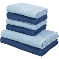 OTTO home Handtuch Set Anna, 2 Duschtücher 70x140, 4 Handtücher 50x100, Walkfrottee (Set, 6-St), Handtuch-Set, gestreifte Bordüre, weich, 100% Baumwolle, zweifarbig