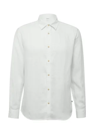 s.Oliver Red Label - Regular Fit: Langarmhemd aus Leinen weiß - Gr. - M