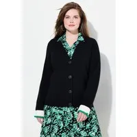 Ulla Popken Strickjacke Strickjacke Schmuck-Bündchen V-Ausschnitt