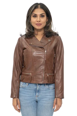 Damen-Bikerjacke aus Leder – Stockholm