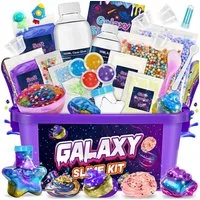 Wootoy Kreativset Experimentierkasten Schleim Bastelset Galaxy Einhorn DIY Slime Kit, (mit Glitzer Perlen und Zubehör zum Kreativen Gestalten, 1-tlg., Schleim-Bastelset in zwei Themenwelten: Galaxie oder Einhorn), Fördert Kreativität Feinmotorik und 