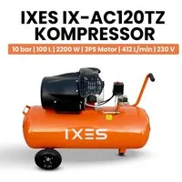 Scheppach Kompressor IXES Kompressor 100L Luftkompressor 10 bar Druckluft 3PS 412L/min, 2200 W, max. 10 bar, 100 l