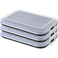 Engelland Frischhaltedose Aufschnittdosen für den Kühlschrank, Aufschnittboxen, PP-Kunststoff, BPA-frei, (Vorteils-Set, 3-tlg., mit transparentem Deckel), stapelbar, platzsparend, Ordnung im Kühlschrank, Organizer, Stapelbox