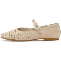 Derimod Ballerinas aus Veloursleder Ballerina Echtes Wildleder, Lederfutter, Mary Jane Riemen, Perforiertes Design