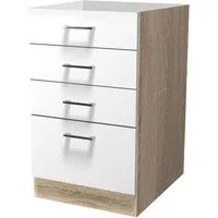 Flex-Well Schubkasten-Unterbau Schubkastenschrank ohne Arbeitsplatte - 50 cm breit - Weiß Sonoma Eich