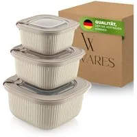 Viwares Vorratsdose Frischhaltedosen stapelbar im 3er Set mit transparentem Ventildeckel, (Set, 3-tlg., 3-teiliges Set), Ventildeckel für kontrollierten Dampfaustritt