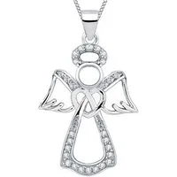 Goldene Hufeisen Kette mit Anhänger Mädchen Kinder Schutzengel Anhänger mit Kette aus 925 Sterling Silber (2-tlg, inkl. Etui), Schmuck Geschenk, mit Zirkonia Steine
