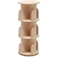 GarveeMore Bücherregal 360 Grad drehendes Bücherregal massives Holz stehendes Regalboden