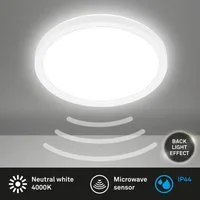 Briloner Leuchten Deckenleuchte LED Deckenlampe Badlampe Bewegungsmelder Badezimmer Keller Flur, LED fest integriert, 4000K, LED Badlampe versch. Modelle Weiß Badezimmer Keller Flur Küche