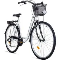 bergsteiger Cityrad Florenz 28 Zoll Damenfahrrad mit Korb, Beleuchtung, ab 160 cm, 7 Gang Shimano Tourney RD-TY21 Schaltwerk, Kettenschaltung, V-Bremsen