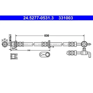 ATE Bremsschlauch vorne Toyota Yaris P1 P2 24.5277-0531.3
