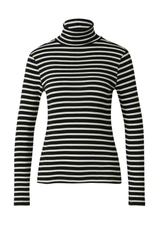s.Oliver Red Label - Gestreiftes Longsleeve im Slim Fit schwarz/weiß - Gr. - 34
