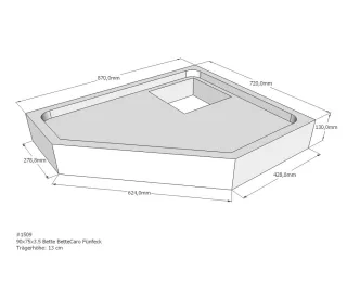 Neuesbad Wannenträger für Bette Caro 90x75x3,5 Fünfeck SD22708