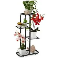relaxdays Blumenständer Metall Blumentreppe 4 Etagen (1 St), schwarz