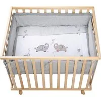 roba® Laufgitter Jumbotwins grau, 100x75 cm, mit Stoffeinlage und Nestchen