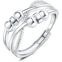 Josfeva Silberring Silber Angst Ring 925 Sterling Silber Anti Stressring 6 Perlen