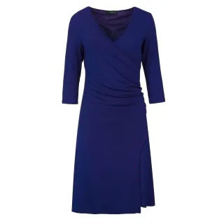 Elektrisch blaues Faux-Wickelkleid aus nachhaltigem Stoff