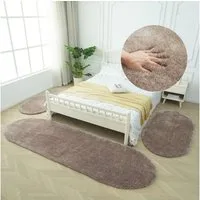 Bruno Banani Hochflor-Bettumrandung Dana Teppich, Kundenliebling, Höhe 30 mm, (3-tlg), unifarben, Mikrofaser, pflegeleicht, Bettvorleger, Schlafzimmer