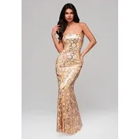 OMBRE Abendkleid Elegantes Paillettenkleid mit Blumenmuster