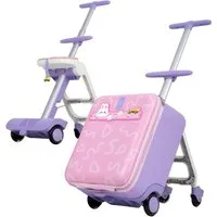 Rolipo Kinderkoffer Kinderkoffer zum Draufsitzen, 32L mit Teleskopstange und 4 Rollen, 4 Rollen, Reisekoffer Kinder, Faltbar und abnehmbar