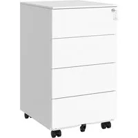SONGMICS Rollcontainer Schubladenschrank, mobiler Aktenschrank, Metallschrank, Druckertisch, abschließbar, 3/4 Schubladen