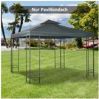 Outsunny Pavillon-Ersatzdach mit Doppeldach, 180 g/m², 300 x 300 cm (Gartenpavillonersatzdach, Ersatzdach), für Garten, Balkon, Kohlegrau