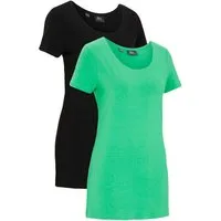 bonprix Longshirt (Packung, 2er) mit seitlichem Schriftzug, Loose Fit, Kurzarm-Ausführung, 2er Pack