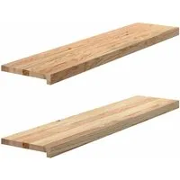 vidaXL Fensterbank Fensterbänke 2 Stk. Unbehandelt 110x25x2 cm Massivholz Eiche