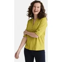 STOOKER WOMEN 3/4-Arm-Shirt MARIE T-Shirt 3/4 - Arm Regular Fit Slub Yarn Baumwolle Henley Shirt Knopfleiste für Damen