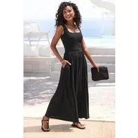 Vivance by Lascana Midikleid mit Taschen aus weicher Viskose-Stretch-Qualität luftiges Jerseykleid, Basickleid, elegantes Sommerkleid, Trägerkleid
