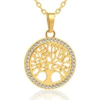 Taffstyle Kette mit Anhänger Halskette mit Lebensbaum Zirkonia Anhänger Tree of Life Schmuck (Filigrane Lebensbaum Halskette mit Kristallbesatz und verstellbarer Kette - Geschenkidee), Geschenkidee für Frauen