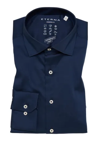 ETERNA - Performance Shirt Twill-Stretch Langarm navy - Gr. - 41/Langarm - 65cm