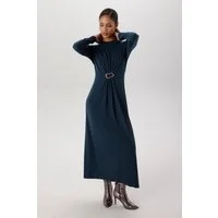 Aniston SELECTED Maxikleid schmeichelnde Raffung mit dekorativer Brosche - NEUE KOLLEKTION