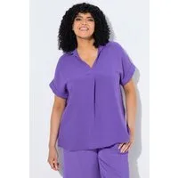 Ulla Popken Tunika Bluse Rücken-Knöpfe Oversized Zierfalte Halbarm